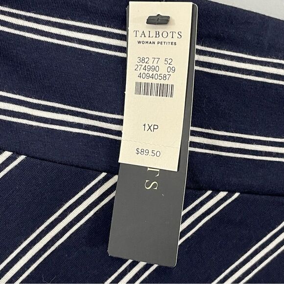 NWT Talbots Navy Blue White Striped Stretch Jersey Maxi Skirt Size 1XP Petite - Picture 4 of 6